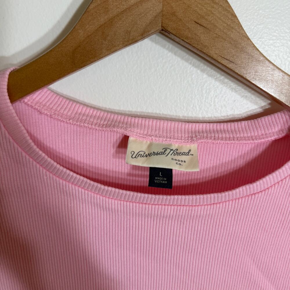 Universal Thread Pink Long Sleeve Ribbed Tee - Picture 2 of 4
